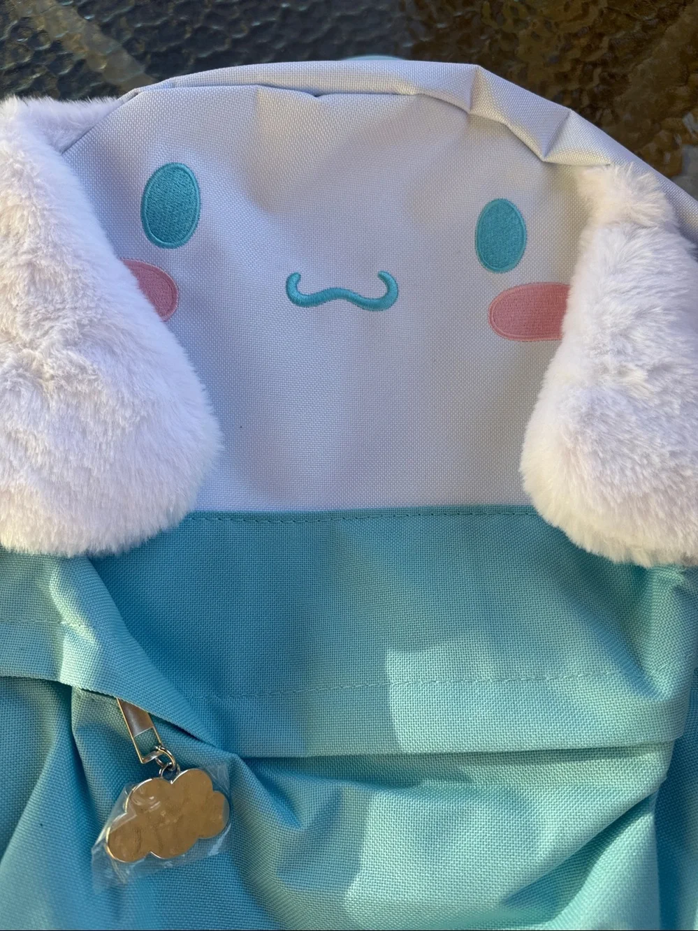 CINNAMOROLL Sanrio Character Fluffy Ear Embroidered Bunny Bag Backpack